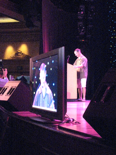 Kacy giving his acceptance speech